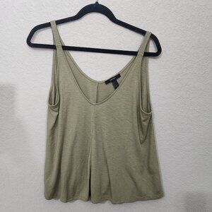 Forever 21 Top Olive Green Ribbed Tank Top Womens M Stretchy Boho Cottagecore
